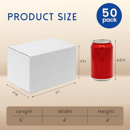 Mefleet 6x4x4" Small Shipping Boxes 50 Pack Corrugated Cardboard Box White - size: 6x4x4 inches (50 Pack)
