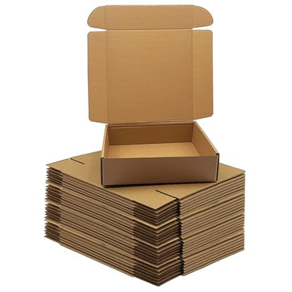 8x8x2 inch Shipping Boxes, Bulk 28 Pack, Brown Corrugated Cardboard Mailers - size: 8" x 8" x 2"