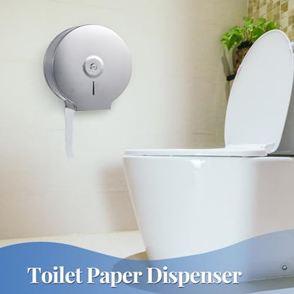 Mifoci 2 Pcs Industrial Toilet Paper Holder Commercial Roll Dispenser Wall Mount Stainless Steel Jumbo Tissue Dispenser Fits 9" Roll Toilet Paper for Office Home Public Places (Silver) - color: Silver