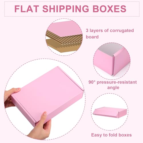 Qilery 100 Pcs 9 x 6 x 2 Inches Shipping Boxes, Pink - color: Pink, size: 9 x 6 x 2 Inches