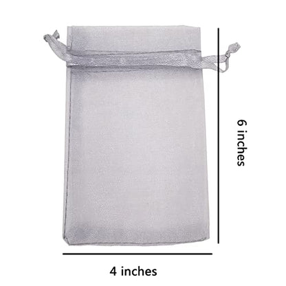 Sheer Organza Gift Bags 50 Count Drawstring 4x6 inch Silver Grey - color: Grey 4x6in 50pc
