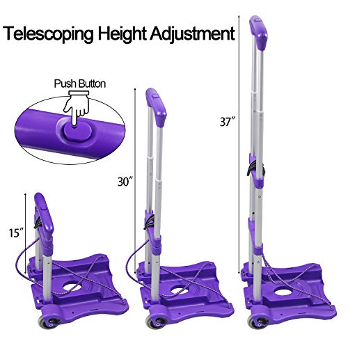 Sutekus Folding Hand Truck and Dolly 110-lbs Lightweight Portable Luggage Cart for School Travel Office Moving (Purple) - color: Purple