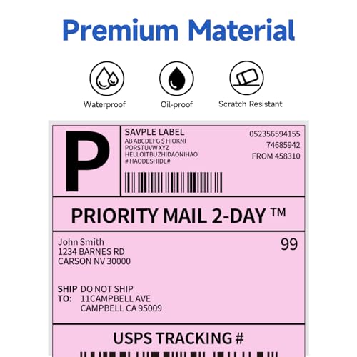 Phomemo 4x6 Thermal Shipping Label Pink (500 Pcs 4x6 Fanfold Labels) - color: Purple