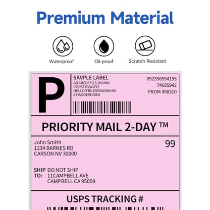 Phomemo 4x6 Thermal Shipping Label Pink (500 Pcs 4x6 Fanfold Labels) - color: Purple