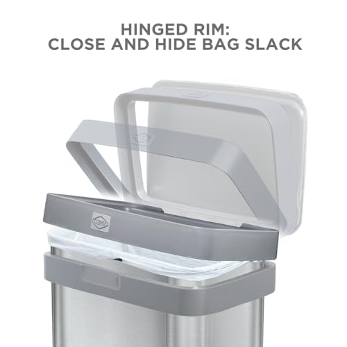 Clorox 13 Gallon Trash Can - 50L Kitchen Trash Can with Wide Step Pedal - Rectangular Stainless Steel Garbage Bin with Hinged Rim and Odor Protection - color: Stainless Step
