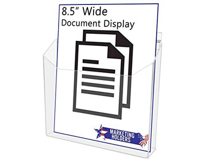 Marketing Holders 6 Pack Slatwall Brochure Holder for 8.5 Inch Wide Advertisement Materials Clear Acrylic Space Saving Catalog Display Rack in Retail Stores and Offices No Assembly Required