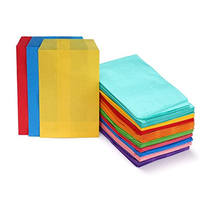 Quotidian Sky Blue Flat Greaseproof Paper Bags 5x7 in, 100 Count - color: Sky Blue