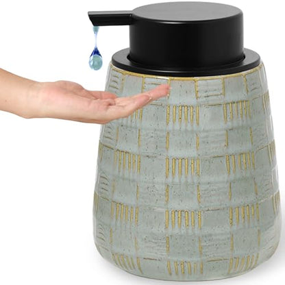 Ceramic Soap Dispenser, Lotion Dispenser with Pump 12oz (Grey Liquid Pump) - color: Farmhouse Grey Liquid Pump