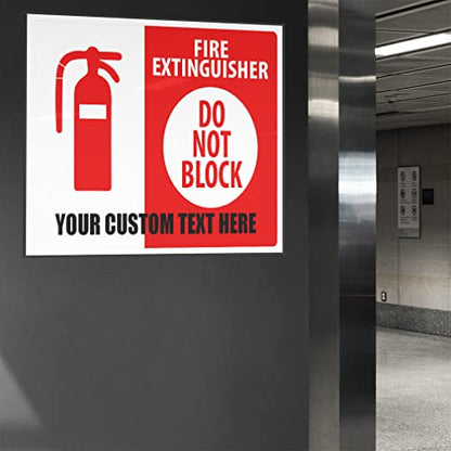 Custom Industrial Decals Horizontal Vinyl Stickers Fire Extinguisher Do Not Block Sign Fire Exit and Emergency Industrial Safety Sign Label Personalized Text Here 24x18Inches Personalized Text Here - color: Personalized Text Here, size: 24x18inches