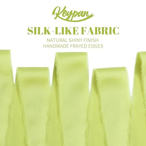 Keypan Apple Green Frayed Satin Chiffon Ribbon, 1.5 Inches, 21 Yards - color: Apple Green