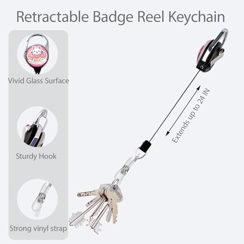 Funny Sloth & Cat Badge Reel Retractable ID Holder Name Reel Clip Vertical ID Key Card Badge Holder for Women Nurse Teacher Preppy School Student - color: Cat & Sloth