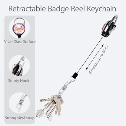 Funny Sloth & Cat Badge Reel Retractable ID Holder Name Reel Clip Vertical ID Key Card Badge Holder for Women Nurse Teacher Preppy School Student - color: Cat & Sloth