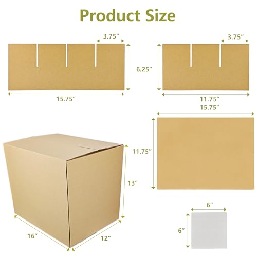 3 Sets Moving Boxes with Divider Kits,16 x 12 x 13 Inch Glassware Dish Packing Box Kitchen Moving Box Corrugate Dividers with 72 Pcs Foam Pouches,1 Pcs tape rolls with dispenser(Two Layer) - size: 16x12x13In-Cup Packaging