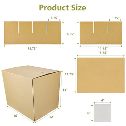 3 Sets Moving Boxes with Divider Kits,16 x 12 x 13 Inch Glassware Dish Packing Box Kitchen Moving Box Corrugate Dividers with 72 Pcs Foam Pouches,1 Pcs tape rolls with dispenser(Two Layer) - size: 16x12x13In-Cup Packaging