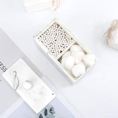 Luxspire Cotton Swab Holder, Dual Compartment Jar with Lid, Ink White - color: Ink White, size: 2 Compartments