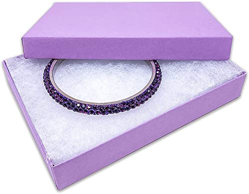 RJ Displays 6 Pack Cotton Filled Matte Purple Color Paper Cardboard Jewelry Necklace Bracelets Watch Gift and Retail Boxes Size 7 1/8" x 5 1/8" x 1 1/8" Inch (Purple) - color: Purlple