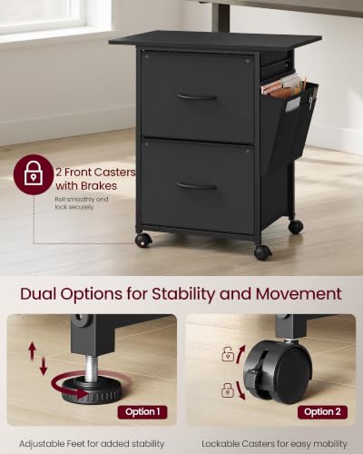 VASAGLE 2-Drawer File Cabinet, Mobile Printer Stand with Storage - color: Black, size: 2 Drawers