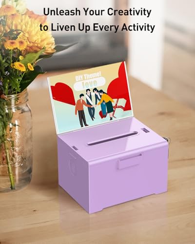 Uniclife 6.2"x 5" x 4" Purple Acrylic Donation Box with Lock and Slot - color: Purple, size: 1 Pack