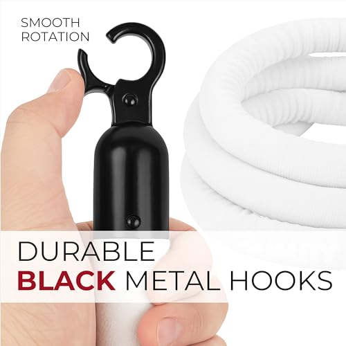 4PCS White Velvet Rope 5FT – Soft Ropes for VIP Barrier Event Stanchion Velvet Rope Set with Black Snap Ends for Crowd Control and Stanchions - color: White + Black