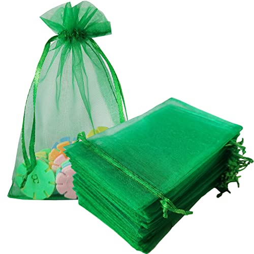 Sheer Organza Mesh Drawstring Gift Bags Reusable 50pcs 4x6 Inch Green - color: Green 4x6in 50pc