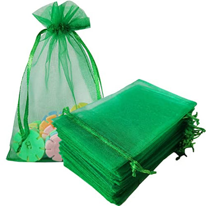 Sheer Organza Mesh Drawstring Gift Bags Reusable 50pcs 4x6 Inch Green - color: Green 4x6in 50pc