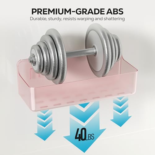 Nieifi Adhesive Shower Shelves, Pink, 5 Pieces - color: Pink-Clear, size: 5 pieces