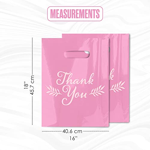 Thank You Bags, Merchandise Bags, Small Business, Pink, Bulk 100PK, 16”x18” - color: Pink, size: 16" x 18"