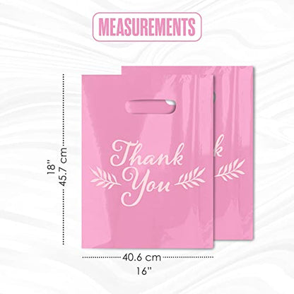 Thank You Bags, Merchandise Bags, Small Business, Pink, Bulk 100PK, 16”x18” - color: Pink, size: 16" x 18"