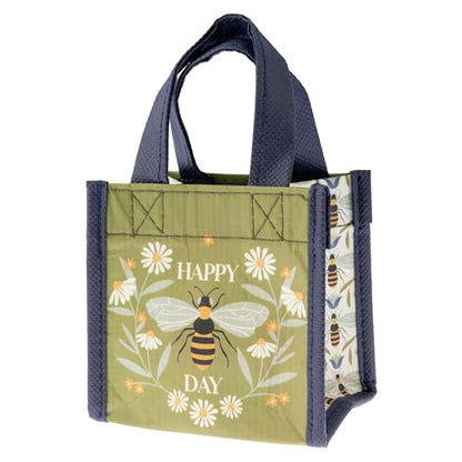 Karma Tiny Reusable Gift Bags, Tote Bag and Gift Bag with Handles, Perfect for Birthday Gifts and Party Bags RPET 1 Hedgehog - color: Happy Bee Day