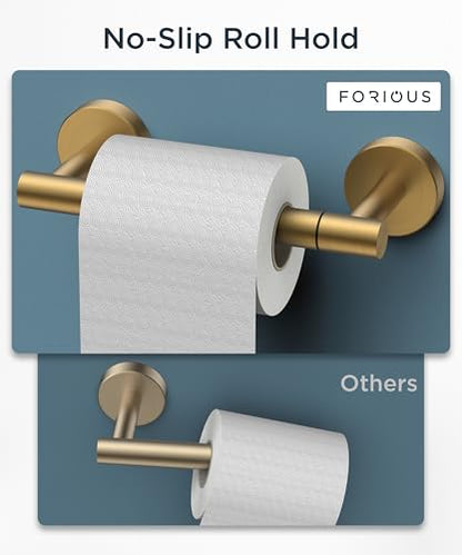 FORIOUS Commercial Toilet Paper Holder Wall Mount Bathroom Tissue Holder - color: Brushed Gold