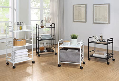 SunnyPoint 3-Tier Rolling Utility Cart – Metal Storage Organizer with Wheels, Mobile Kitchen Cart, Office & Home Organizer, White, 12" D x 16.92" W x 31.1" H - color: Wht