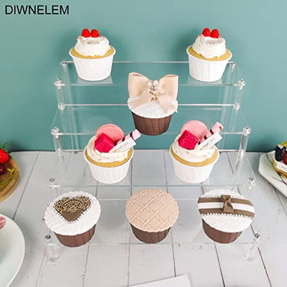5 Tier Acrylic Risers - Acrylic Display Stands for Countertop Organizer, Collections and Cosmetics (11.6 * 11.8 * 9.6 inch) - color: Clear