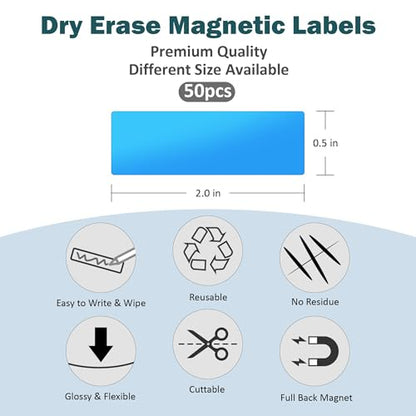 LLPT Dry Erase Magnetic Labels, 0.5" x 2" 50 Packs, Green - color: Green, size: 0.5" x 2"