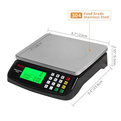 Large Digital Kitchen Scale Black 30kg/66lb Commercial Food Scale Stainless Steel with LCD Display Price Computing Scale for Restaurant Baking Bread Meat Prep Counting Scale for Parts and Coins - color: BLACK 30KG