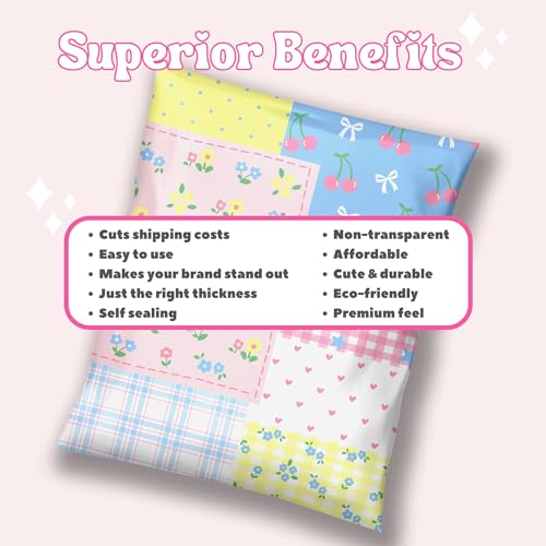 Picksie Mailers- 6x9 Designer Poly Mailers Shipping Bags Small Biz Supplies - color: Pretty Little Patchwork, size: 6x9