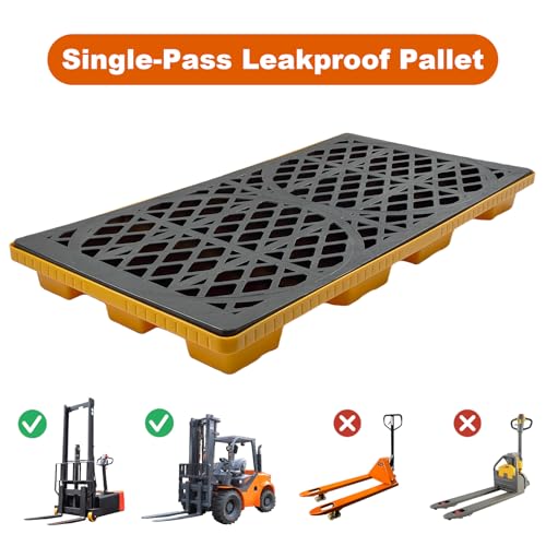 2-Drum Modular Spill Pallet, Stackable Leakproof Containment Tray