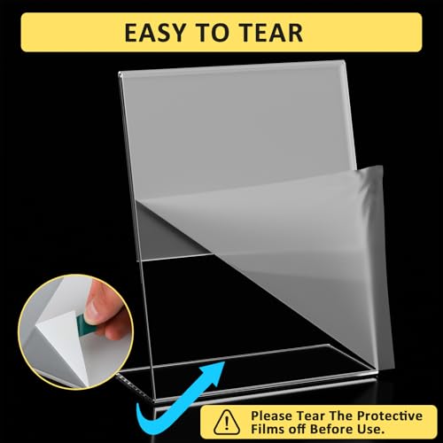 Acrylic Sign Holder 8.5 x 11, Clear L-Shape Tabletop Display Stand, 12 Pack