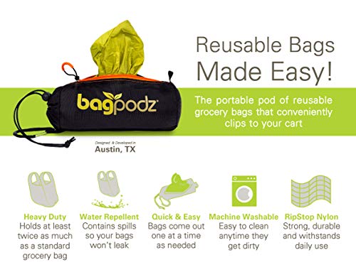 Reusable Grocery Bags, Foldable Shopping Bags in Pod, 10 Pack - color: Green - 10 Bags