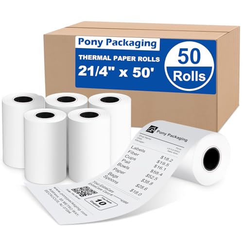 2 1/4" x 50' Thermal Receipt Paper Rolls 50 Rolls,BPA Free Receipt Paper - style: 2 1/4" x 50' Thermal-50Rolls
