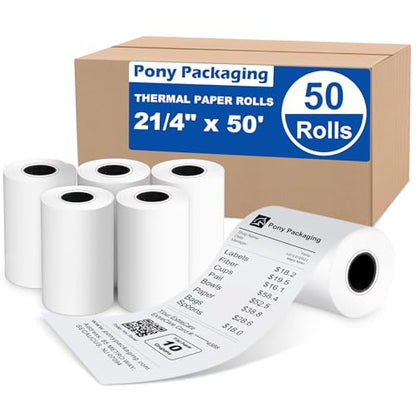 2 1/4" x 50' Thermal Receipt Paper Rolls 50 Rolls,BPA Free Receipt Paper - style: 2 1/4" x 50' Thermal-50Rolls