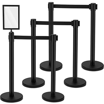 Geelin 6 Pack Crowd Control Stanchions Barriers, 9.8ft, Black - color: Black, size: 9.8ft