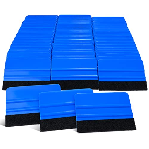NEWISHTOOL 100 PCS Felt Squeegee for Vinyl, PPF Tint Wrap Application Tool - color: Blue