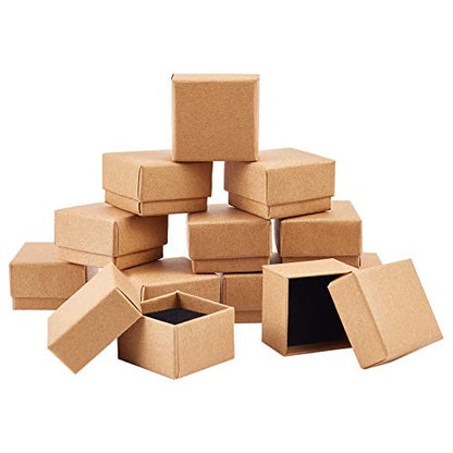 PH PandaHall 48 Pack Ring Gift Box, 1.5x1.5x1.1 Inch Jewelry Gift Boxes Square Cardboard Jewelry Box with Foam Small Earring Packing Boxes for Selling Mother's Day Wedding Birthday Business