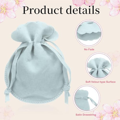 uxcell 20pcs Small Velvet Drawstring Pouch,2.8"x3.5" Jewelry Bag,Light Blue - color: Light Blue, size: 2.8" x 3.5"