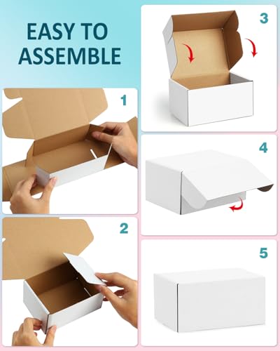 Shipping Boxes 7x5x2 inches Small Mailing Boxes 50 Pack White Cardboard Corrugated Box Mailers - size: 7x5x2 inch