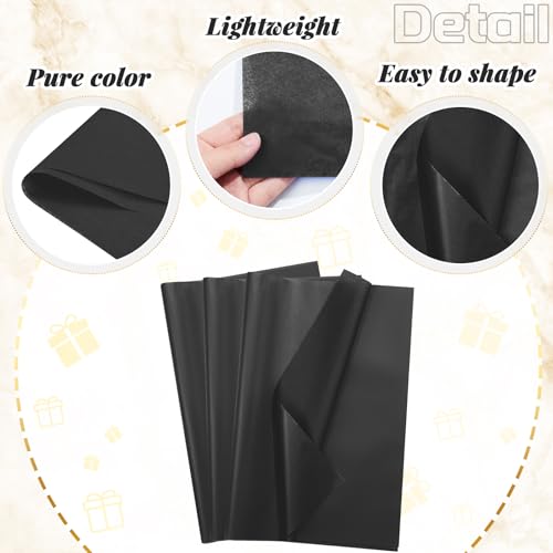 500 Sheets Halloween Black Tissue Paper Bulk 15 x 20 Inch for Gift Bags - color: Black, size: 15 x 20 Inch