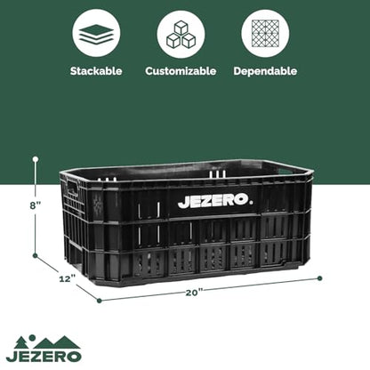 JEZERO Heavy-Duty Plastic Utility Tote | Reinforced Storage Crate for Heavy Loads | Durable & Reusable | 20" x 12" x 8", Black, 3-Pack - color: Black