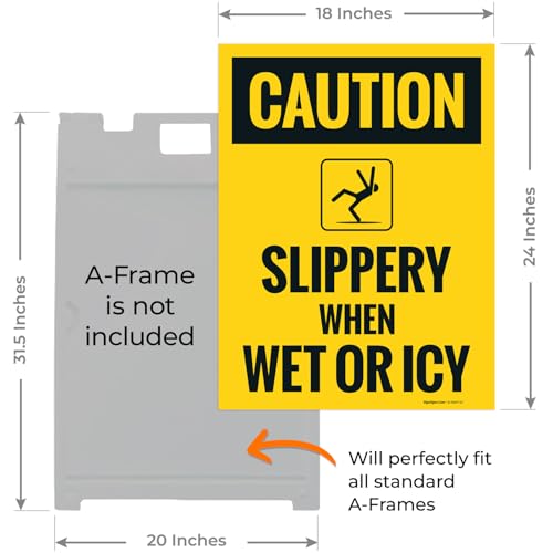 Caution Slippery When Wet Or ICY Sidewalk Sign Kit, (SI-76037) - size: 18x24 Inches, style: 2 Pack - Replacement Panels