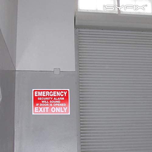 iSYFIX Emergency Exit Only Stickers, 10x7 Inch, 2 Pack, RED - color: Red