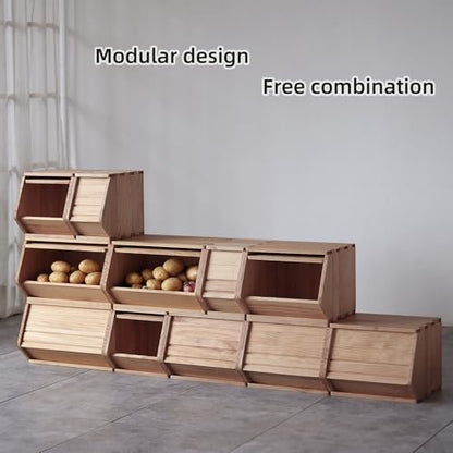 Stackable Solid Wood Storage Chests, Modular Bins with Lids, 15.5"W - size: 15.25"D x 15.5"W x 12.25"H